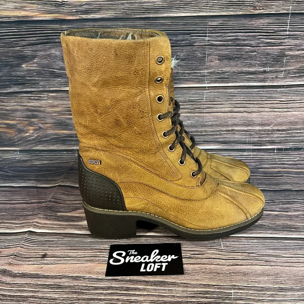 Merrell‎ Chateau Mid Lace Brown Leather Snow Heeled Boots